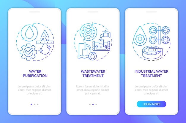 Water treatment blue gradient onboarding mobile app screen