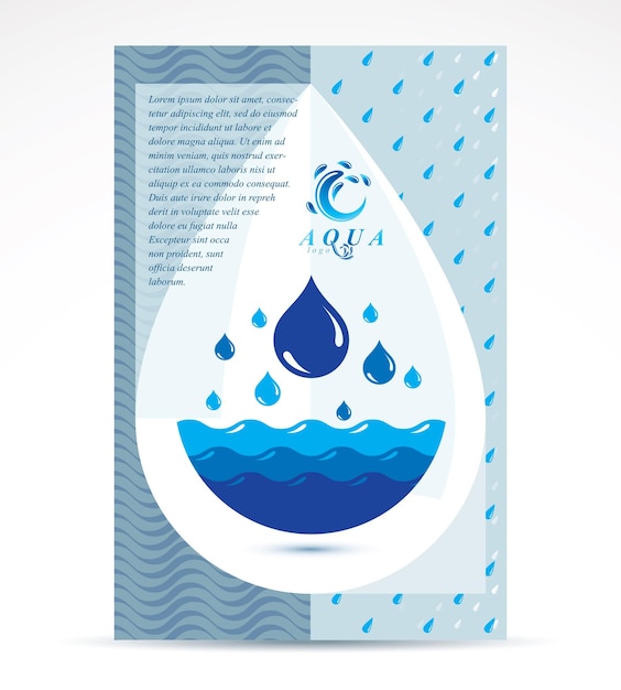 Water treatment company advertising flyer. Global water circulation conceptual design, blue planet.