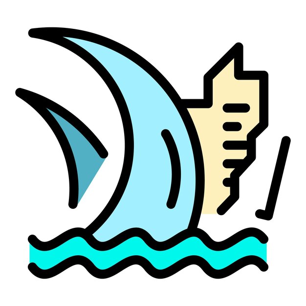 Water tsunami icon outline water tsunami vector icon color flat isolated