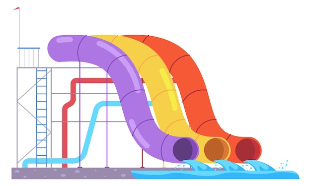 Vector water tube ride plastic park tunnel attraction