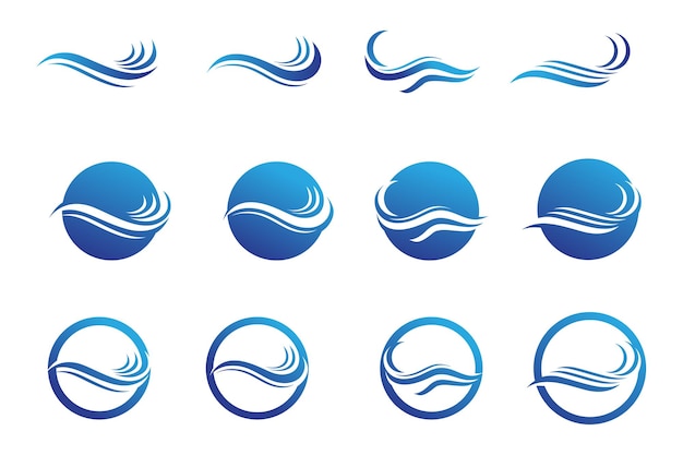 水の波のビーチのロゴとシンボル