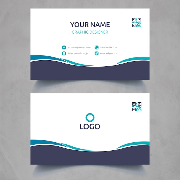 Water wave blue sky seamless pattern business card template