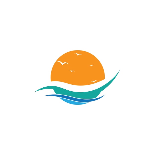 Modello di logo dell'icona dell'onda d'acqua