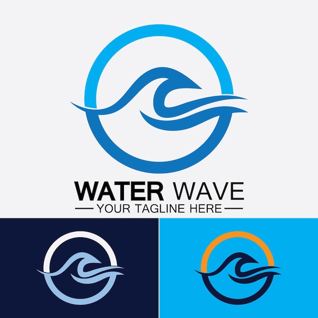 水の波アイコンベクトルイラストデザインロゴ