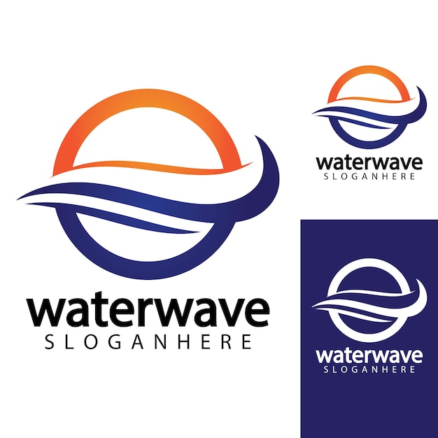 Water wave logo design template