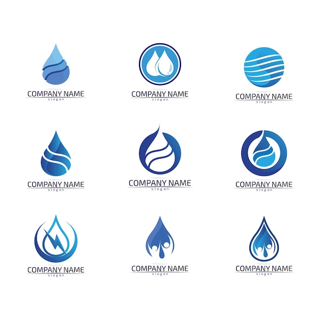 Modello di progettazione del logo dell'onda d'acqua