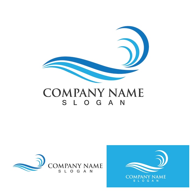 Water wave logo design template