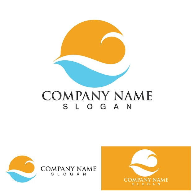 Water wave logo design template