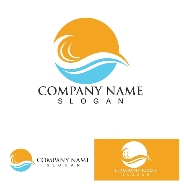 Water wave logo design template