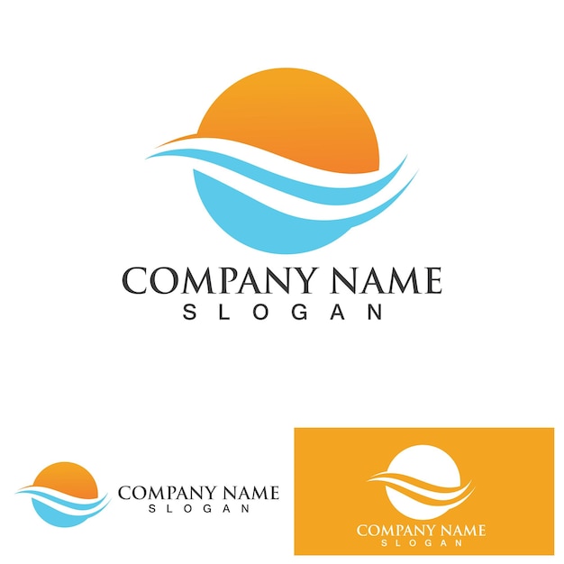 Water wave logo design template