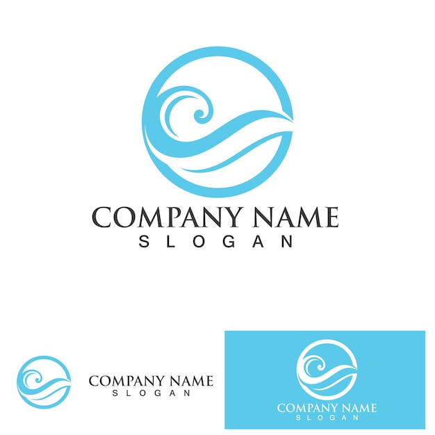 Water wave logo design template