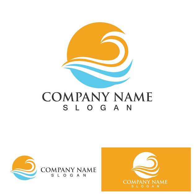 Water wave logo design template