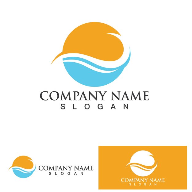 Water wave logo design template