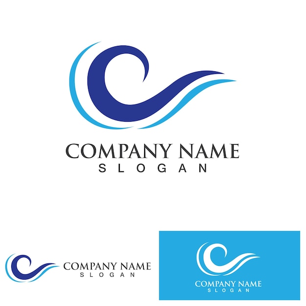 Water wave logo design template