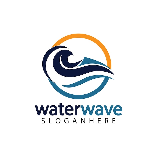 Water wave logo design template