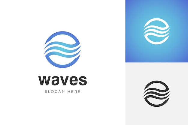 Water wave logo icon design vector illustration abstract blue waves graphic element