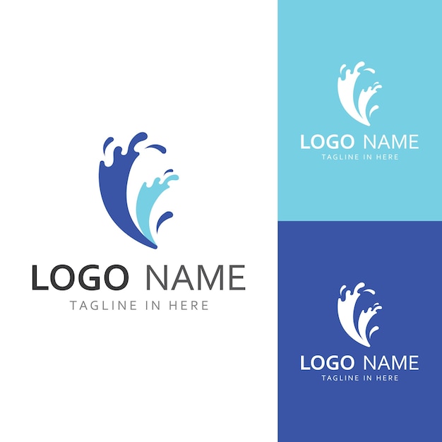 Water wave logo and sea wave logo or beach water wave with vector design concept of symbol illustration template