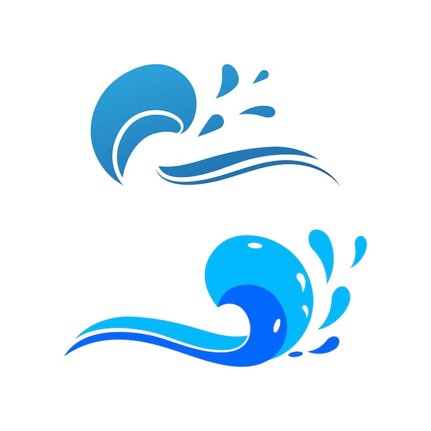 水の波のロゴのベクトルと記号のテンプレート