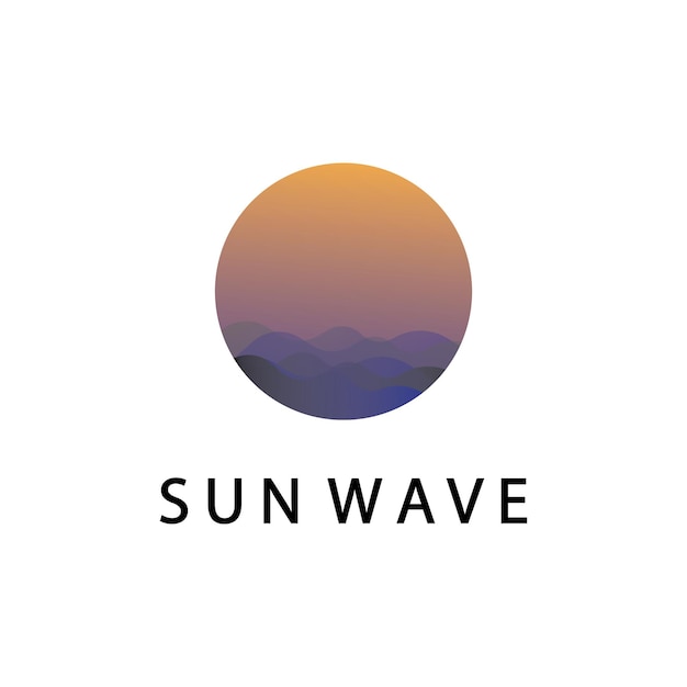 Water wave and sun icon vector illustration design logo