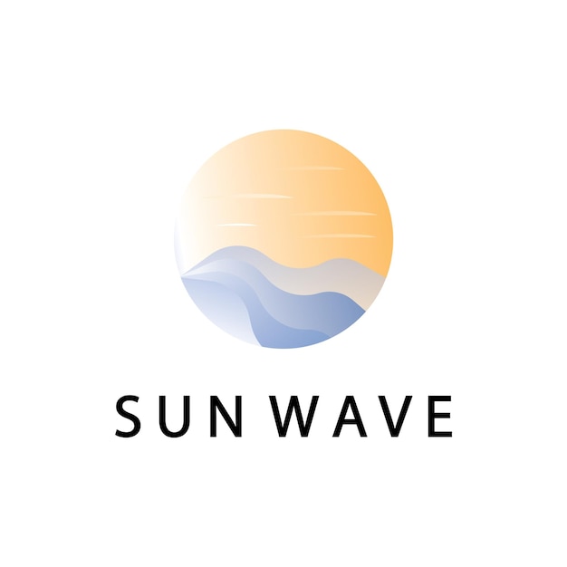 Water wave and sun icon vector illustration design logo