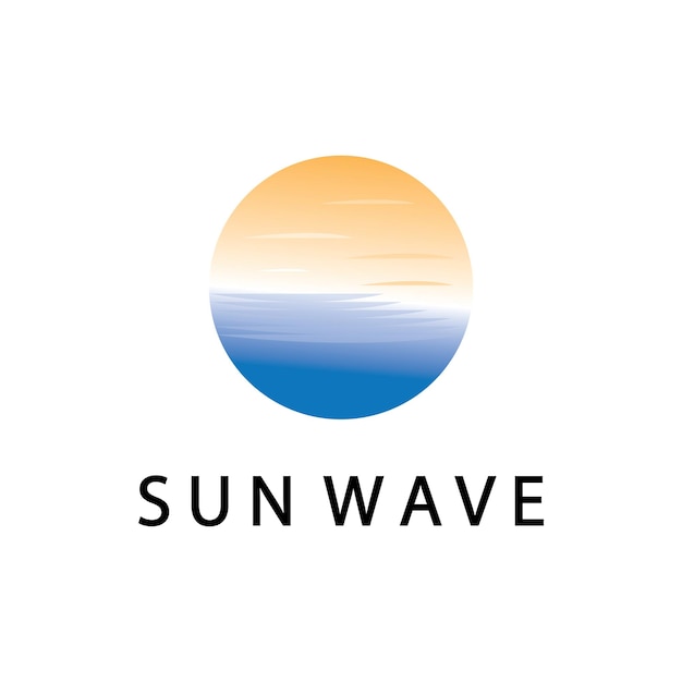 Water wave and sun icon vector illustration design logo