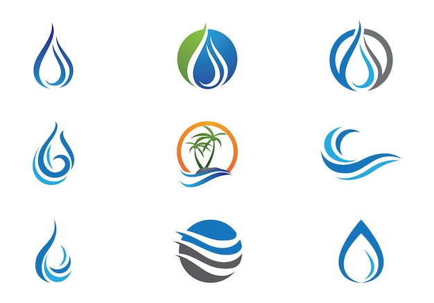 Water wave symbol and icon logo template vector