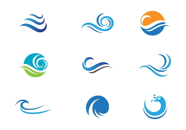 Water wave symbol and icon logo template vector