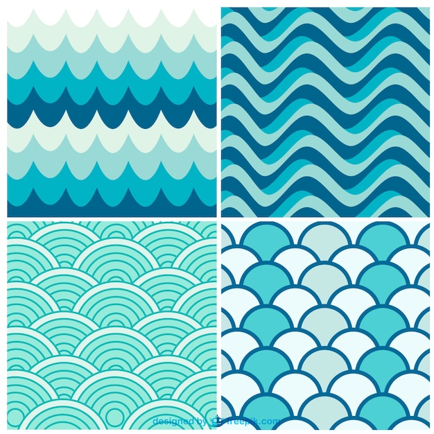 Water waves retro patterns