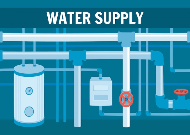 Vector watercirculatiesysteemapparatuur in de kelder