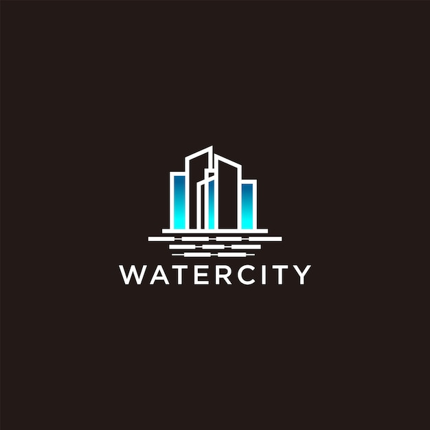 watercity logo with icon Logo Design Vector