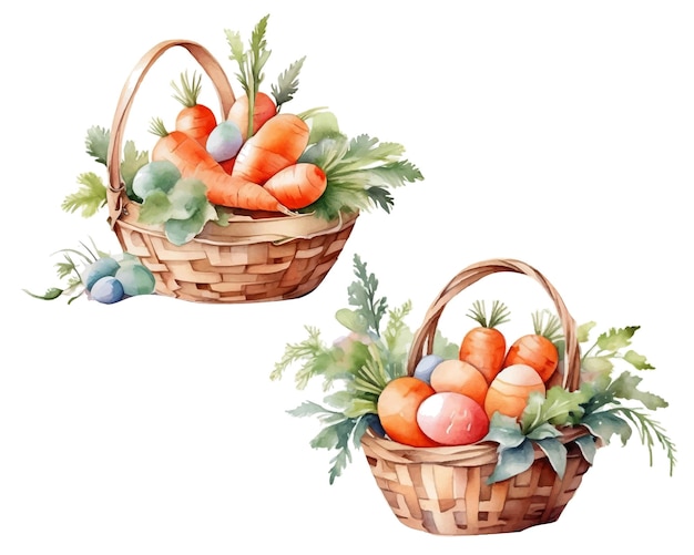 Vector watercoloe easter basker