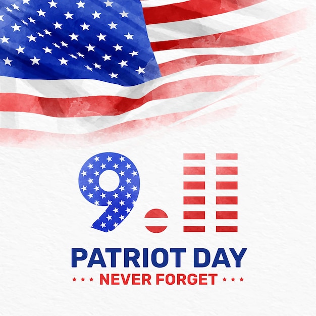 Watercolor 9.11 patriot day illustration