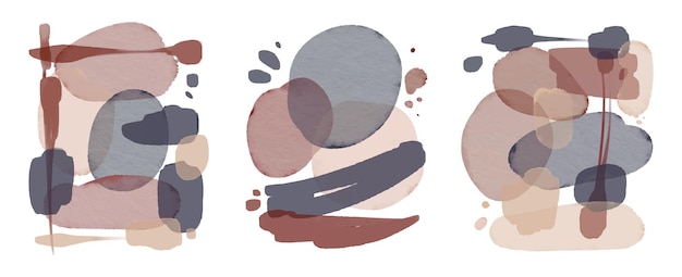 Vector watercolor abstract arrangement of navy, blush, maroon, pink, brown, ivory on a white background