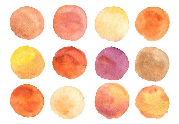 Vector watercolor abstract autumn round spots