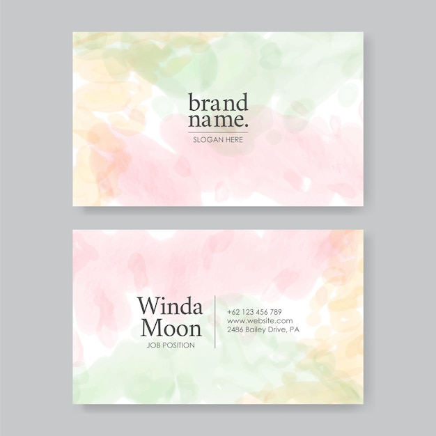 Watercolor abstract business card template