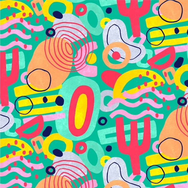 Vector watercolor abstract doodle pattern