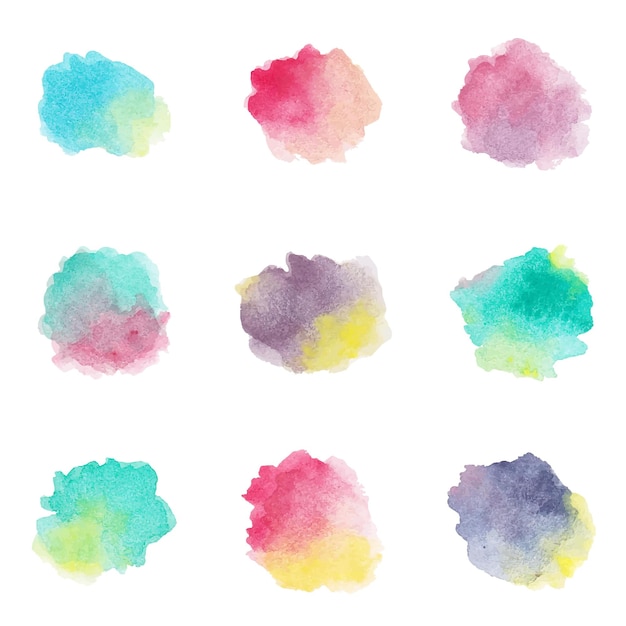 Vector watercolor abstract stain collection