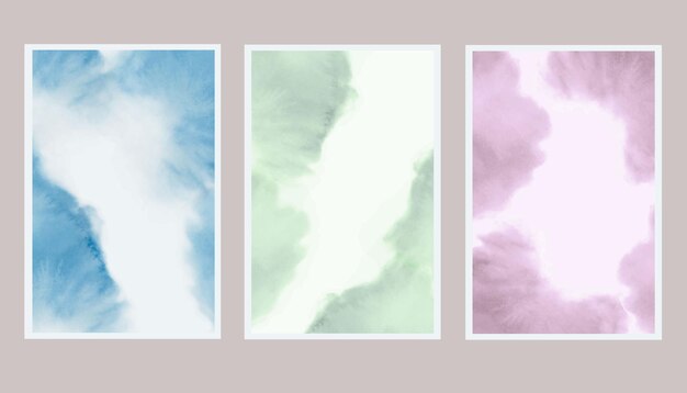 Vector watercolor abstract template background set hand drawn illustration isolated on white vector eps