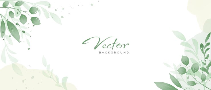 Vector 緑の枝と葉の抽象的なベクトル背景の水彩画