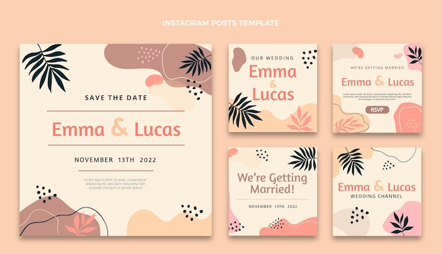 Vector watercolor abstract wedding ig posts