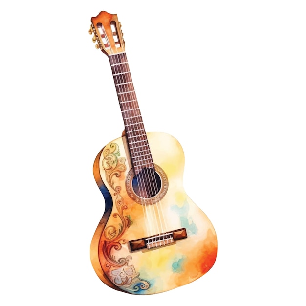 ⁇ 색 배경에 수색 어쿠스틱 기타