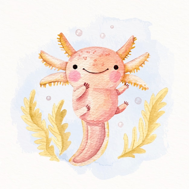 Watercolor adorable ajolote illustration