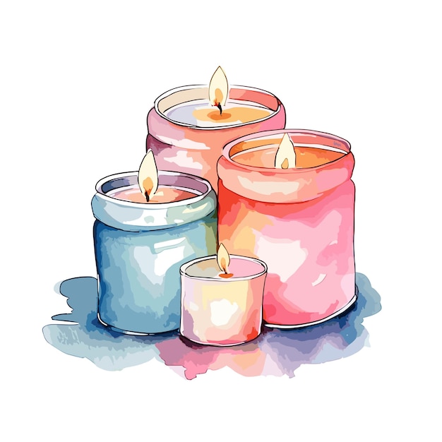 watercolor advent candles collection Colorful Birthday Candle