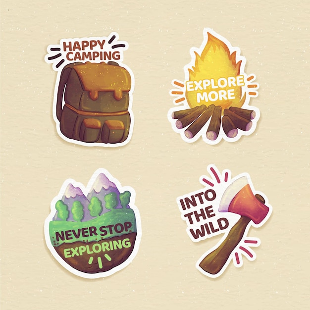 Vector watercolor adventure badges collection