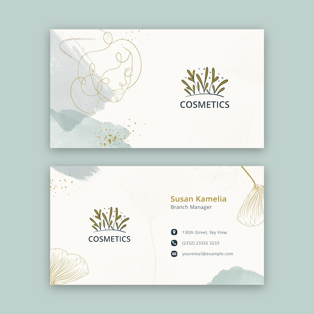 Vector watercolor aesthetic medicine horizontal business card