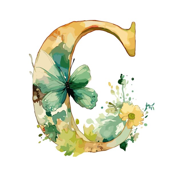 watercolor alphabet green design