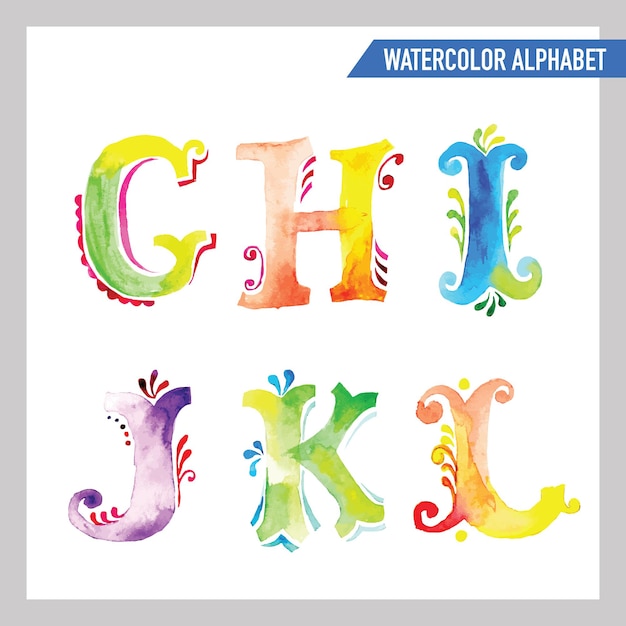 Watercolor alphabet. watercolor font. abc painted letters.