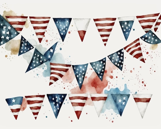 Vector watercolor american flag background vector illustration grunge american flagvintage flag of usa