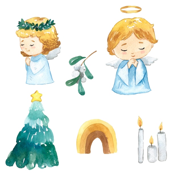 Watercolor angel illustration for kids