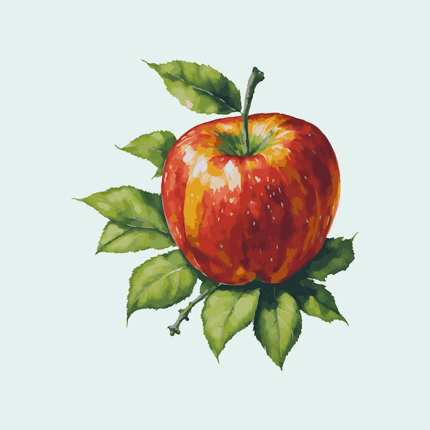 Watercolor apple fruit